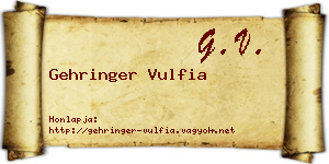 Gehringer Vulfia névjegykártya